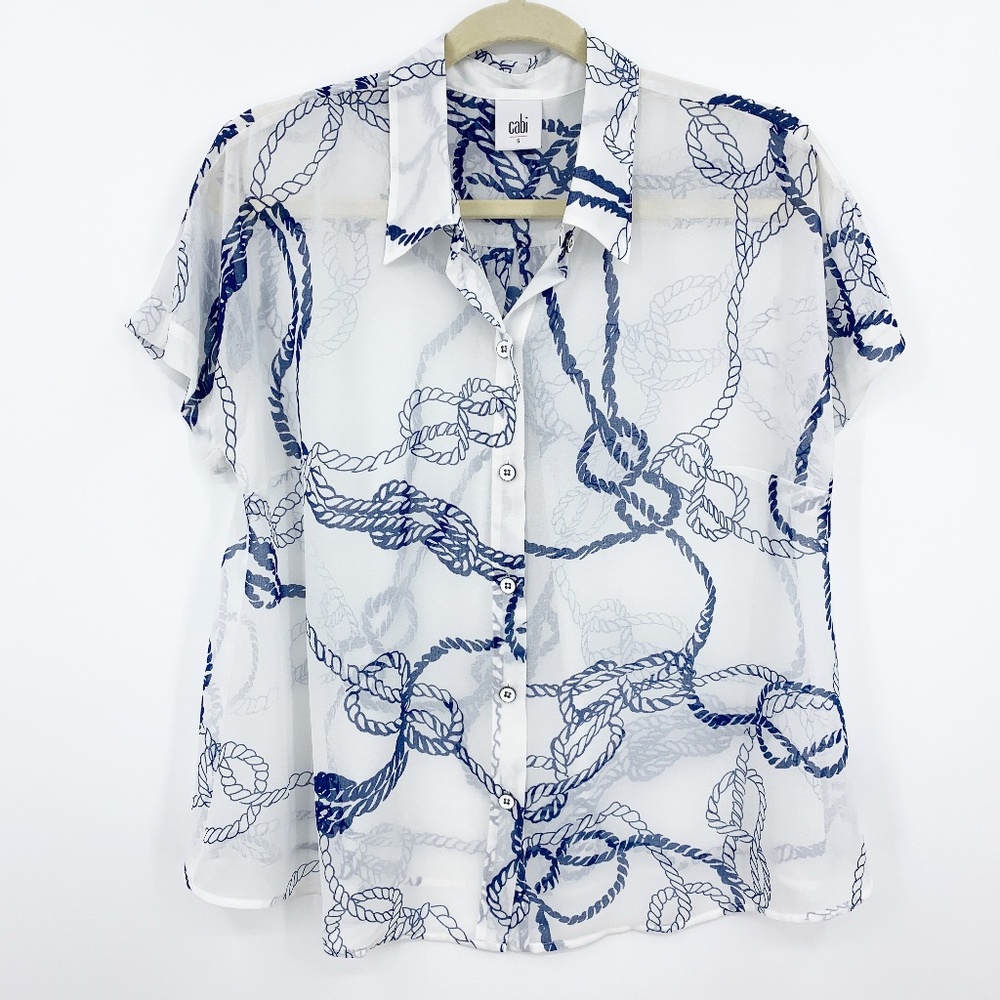 Cabi Boating Button Down Nautical Print Size S - image 3